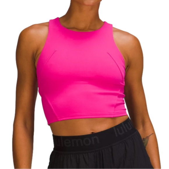 NWT LULULEMON SONIC PINK Wunder Train Crop Tank Top Barbie yoga ebb sports bra - Picture 1 of 4